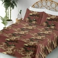 thumbnail image 3 of Ambesonne Peony Fitted & Flat Sheet with Shams 4 Pcs Set, Blossoming Wild Romance Flora, Queen, Pale Redwood Green and Cocoa, 3 of 5