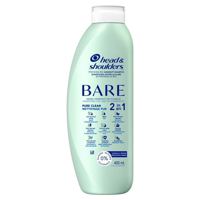 Head & Shoulders BARE Pure Clean 2in1 Dandruff Shampoo and Conditioner, Anti-Dandruff Treatment, 400 ML