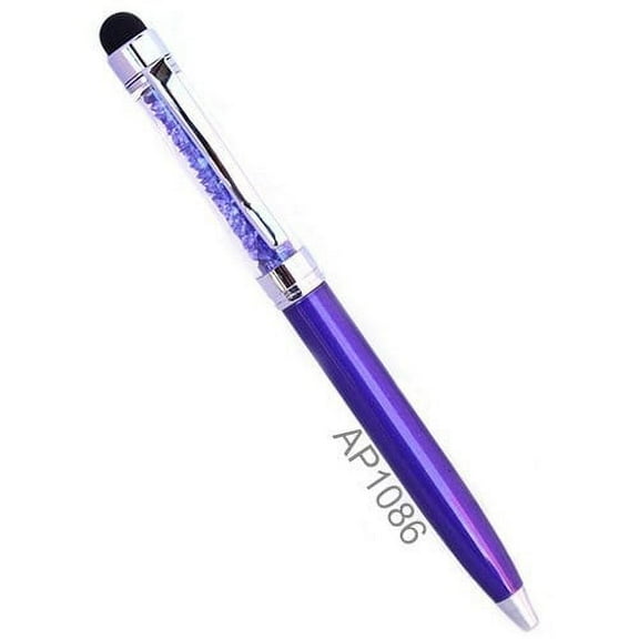 Dark Purple Mini Crystal Stylus Pen Bling Crystal Ballpoint Pen and Stylus for ALL Capacitive Touch Screen Device iPhone iPad Android