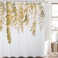 thumbnail image 3 of Blue Eucalyptus Shower Curtain for Bathroom Floral Watercolor Leaves on The Top Shower Curtain Botanical Shower Curtain Nature Fabric Bath Curtain Country Plant Cloth Bathroom Decor 72x72, 3 of 6