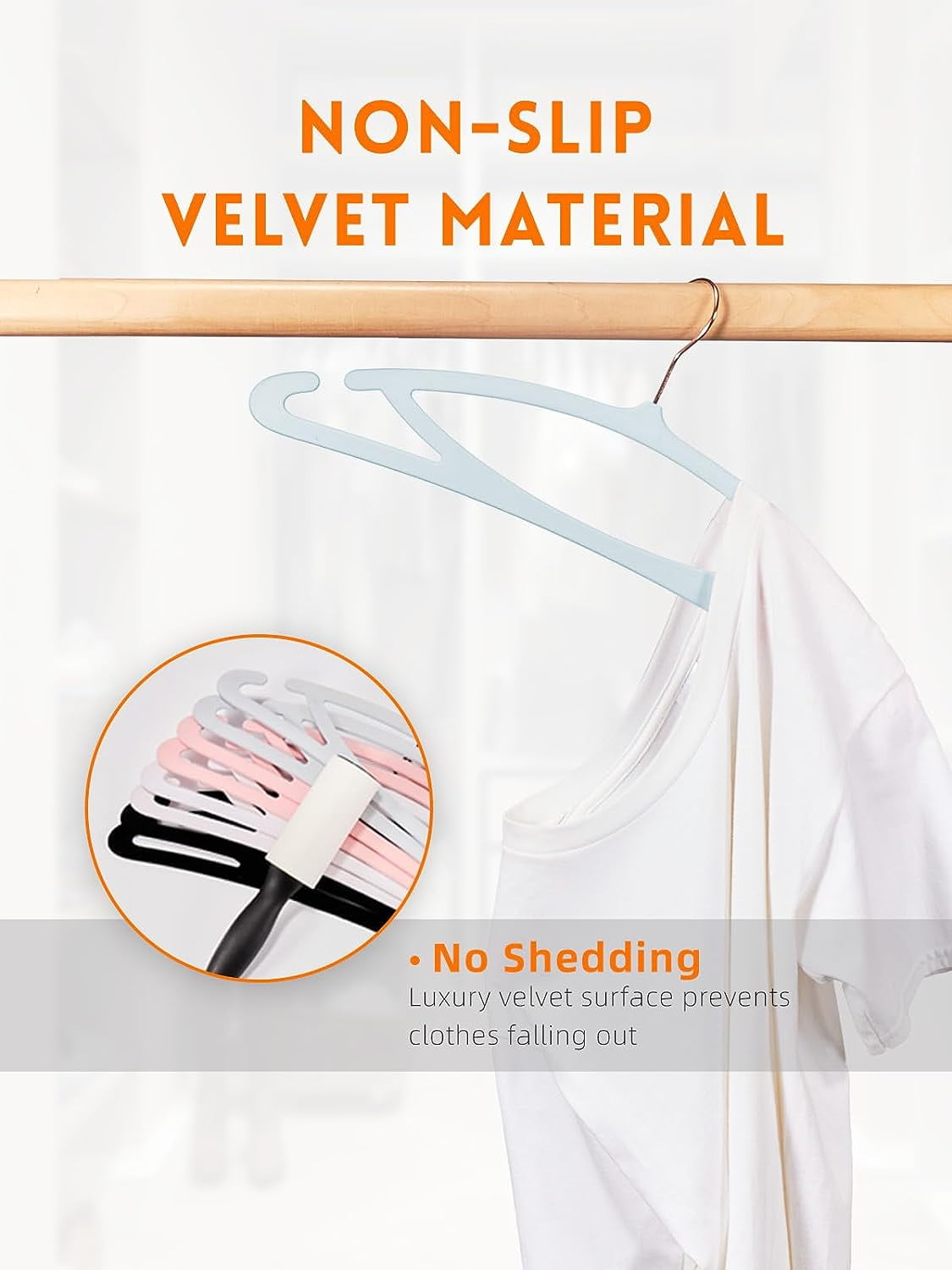 HOUSE DAY Blue Velvet Hangers 60 Pack, Luxury Felt Non-Slip Clothes Hangers