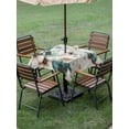 thumbnail image 5 of Square Outdoor Tablecloth with Umbrella Hole Teal Tulip Butterfly Outside Table Cloth Waterproof Patio Table Cover Beige Turquoise Floral Farmhouse Blue Zipper Tablecloths for Picnic 60x60 Inch, 5 of 8