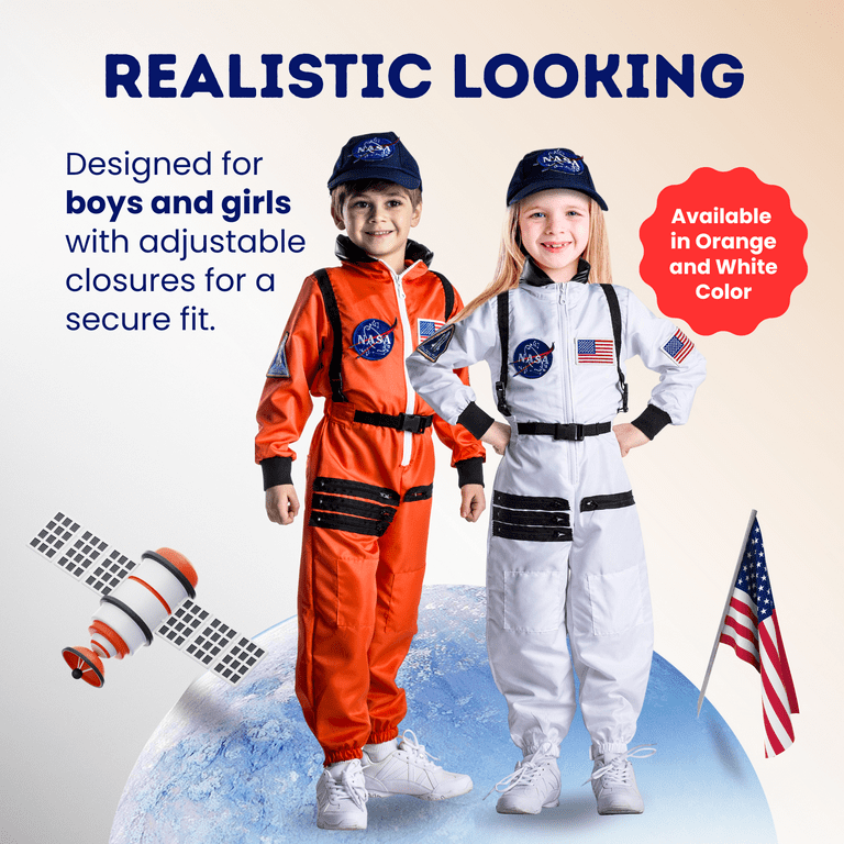 Dress Up America Astronaut Costume for Kids NASA White Spacesuit for Boys & Girl Large