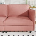thumbnail image 4 of 107.8'' Large Size 3 Seater Sofa Couch, L-Shaped Sofas with Movable Ottoman, Arm with Pockets,Modern Fabric Couches for Living Room, Apartment, Office (Red), 4 of 11