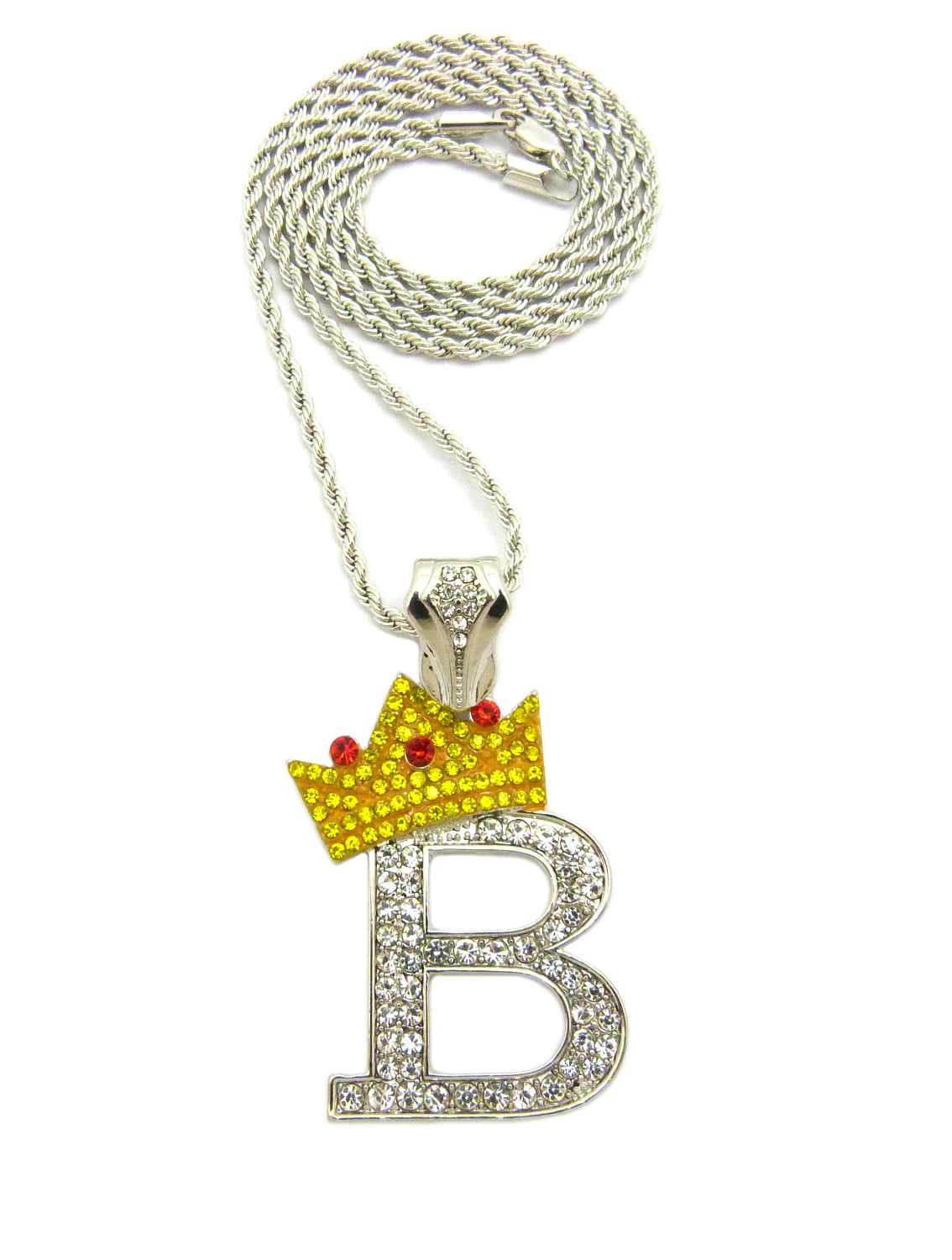 NYFASHION101 - Tilted Crown on Initial B Pendant w/ 24