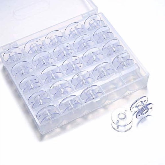 25 Pcs Bobbins for Sewing Machine,Sewing Bobbins with Case,Sa156 Bobbins,Bobbins Class 15,Plastic Bobbins Compatible with Brother Singer Sewing and Embroidery Machine (25 Bobbins with Box)