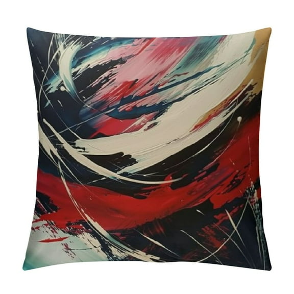 Creowell Red Black Grey Abstract Throw Pillow Cover,Red and Black Pillow Covers, Modern Geometric Decorative Throw Cushion Cover for Bedroom Couch Sofa Living Room Decor,Multi-Size White
