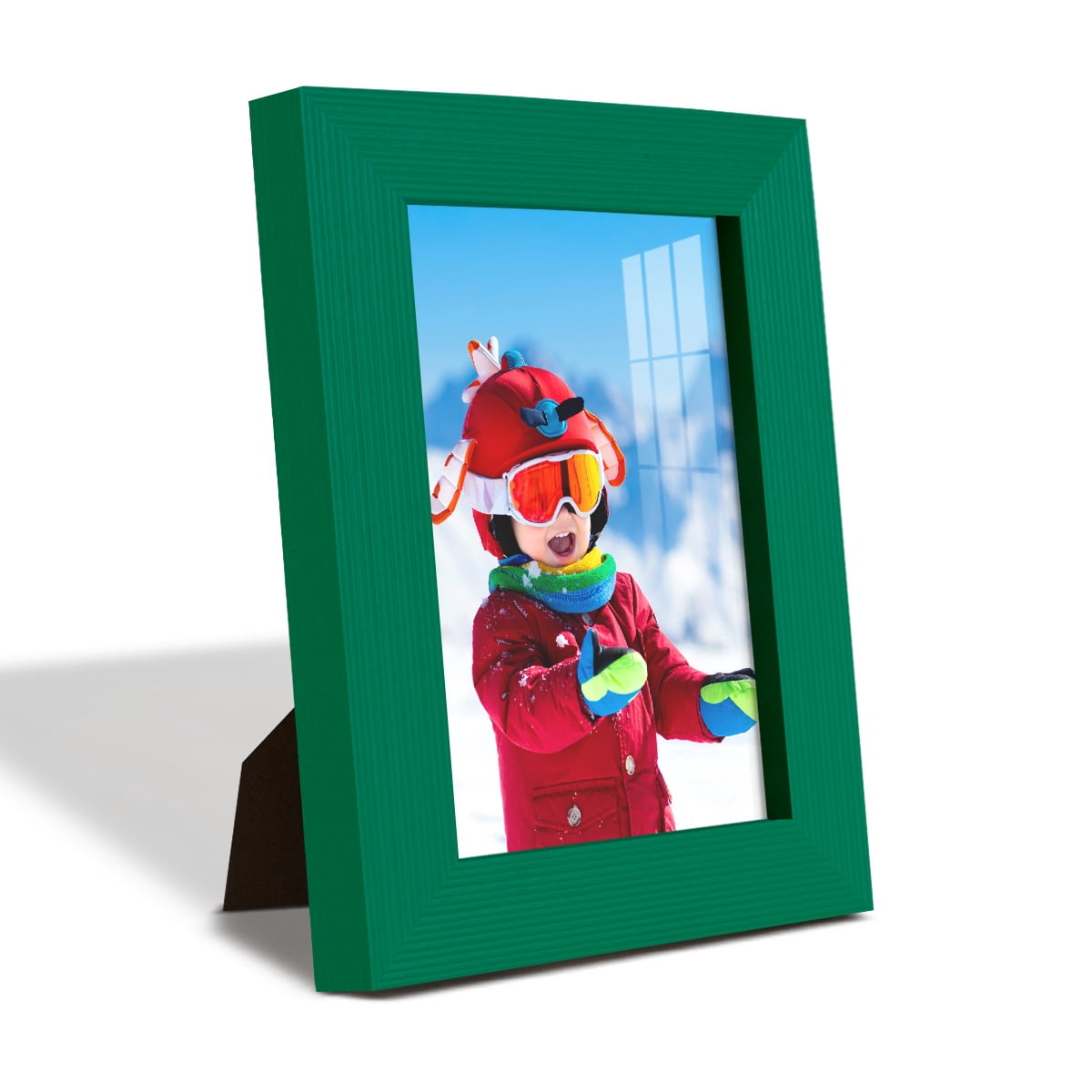Grooved 3.5 in. x 5 in. Green Picture Frame Set (Set of 4)