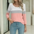 thumbnail image 6 of Texiao Women's V Neck 3/4 Sleeve Tops Color Block/Solid Shirts Basic Summer Tees, 6 of 7