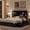 Black wood grain FULL, variant on Full/ Quee/n King Size Bed Frame with Storage DrawerWood Platform Bed Frame with Bookcase Black wood grain