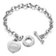 thumbnail image 1 of Pulsera de eslabones grabados de acero inoxidable con hebilla OT para mujeres y niñas, 1 of 7