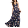 thumbnail image 2 of hirigin Womens Slip Long Dress Large Swing Slit Flower Print Tie-up Casual Suspender Dress, 2 of 7