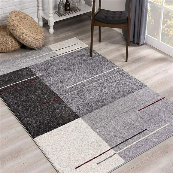 8 x 11 in. Modern Geometric Rectangle Area Rug, Grey