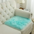 thumbnail image 5 of Nvzi Blue Faux Fur Sheepskin Chair Cover Seat Cushion Pad Super Soft Area Rugs for Living Bedroom Sofa (1.6ft x 1.6ft, Light Blue), 5 of 5