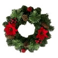 thumbnail image 2 of Christmas Wreath Decorations - 24" Christmas Wreaths for Front Door with Lights, Pre-lit Artificial Winter Wreath with Red Berries Pine Needles for Indoor Outdoor Window Wall Decorations, 2 of 9