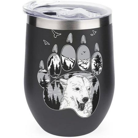

Bear Mountain Paw Stainless Steel Wine Tumbler Travel Mug Insulated with Lid Cup for Men Women 12oz