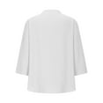 thumbnail image 5 of Tittly Linen Tops for Women Linen Button Down Shirt Women Cotton Linen Tops for Women Cotton Linen Shirts For Women Summer Tops 3/4 Length Sleeve Blouses Oversized Tshirts 2025 White, 5 of 5