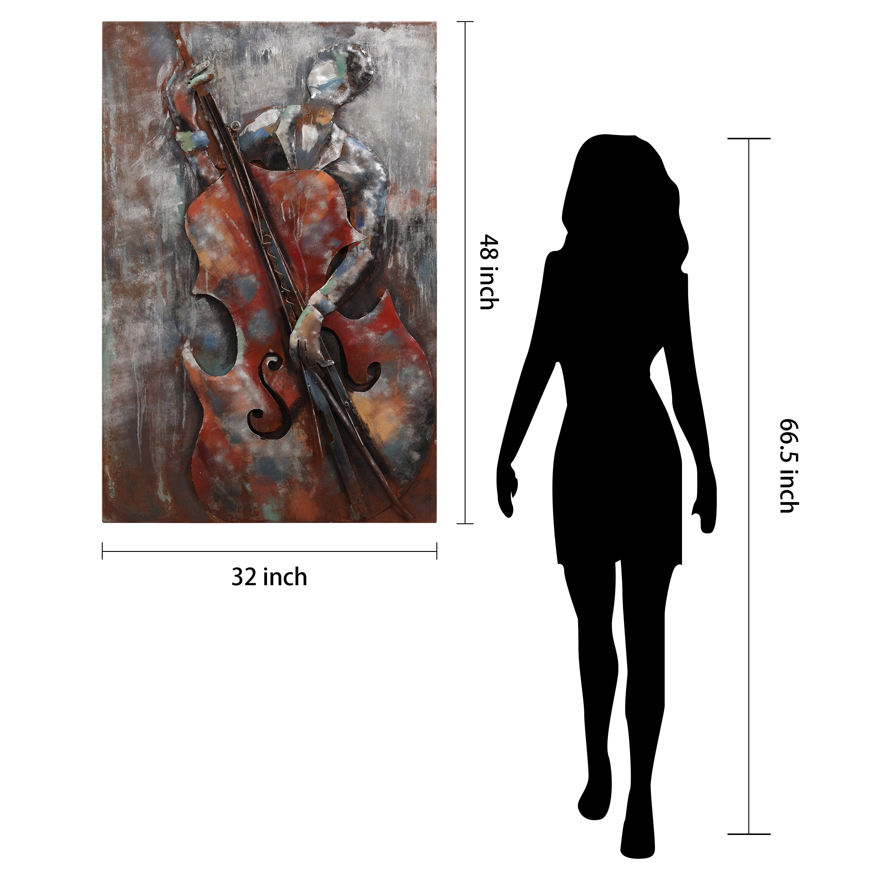 Empire Art "The Bassist" Mixed Media Iron Hand Painted Dimensional Wall Décor