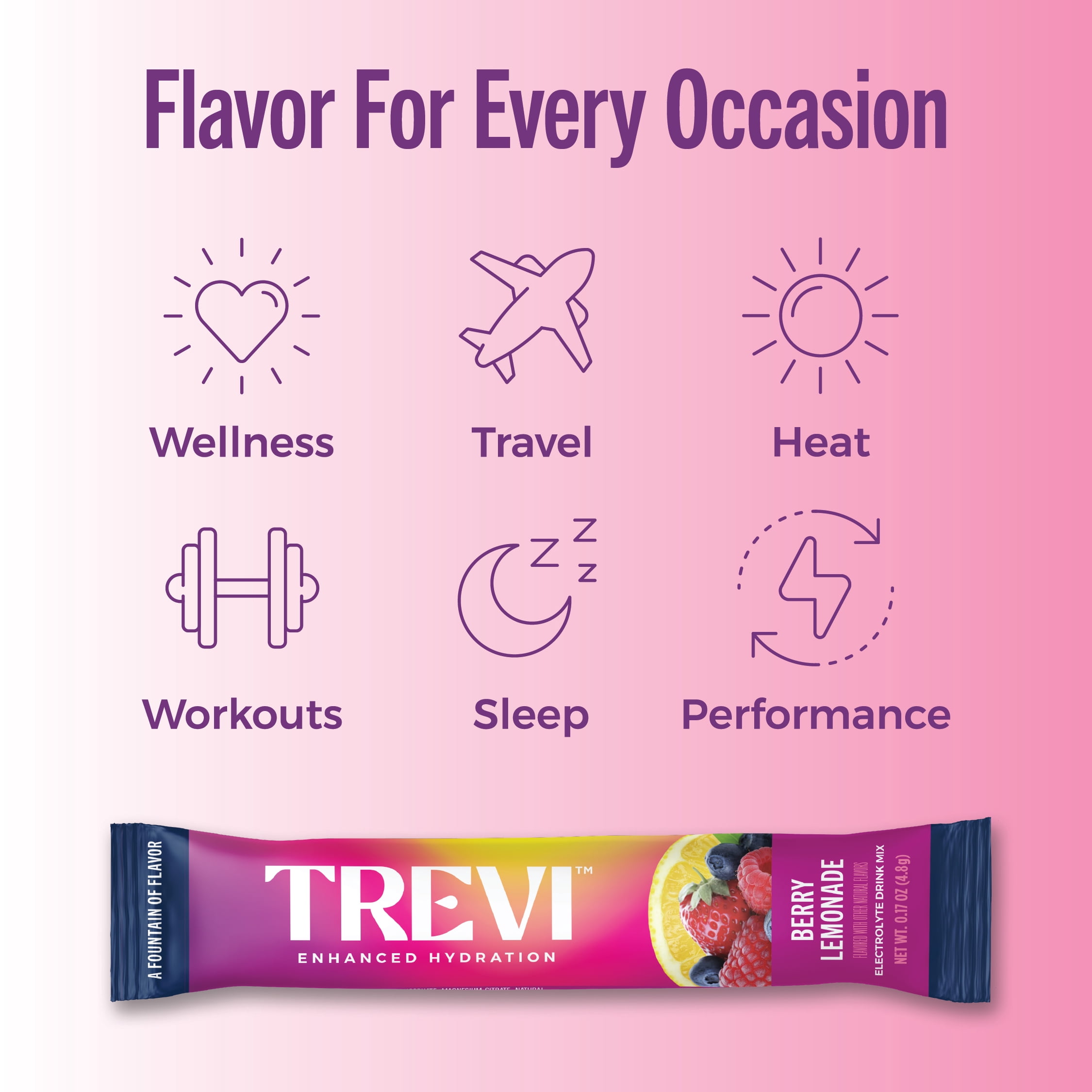 Trevi Sugar Free Electrolyte Drink Mix - 7 Count Berry Lemonade