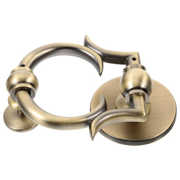 jojofuny Round Zinc Alloy Door Handle Knocker Antique Green With Knocking Function Front 1Pcs