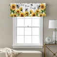 thumbnail image 3 of Sunflower Valance Curtain Bee Yellow Floral Summer Window Valances Rod Pocket Short Curtains Window Treatments for Kitchen Bedroom Bathroom Laundry 56" x 16", 3 of 9