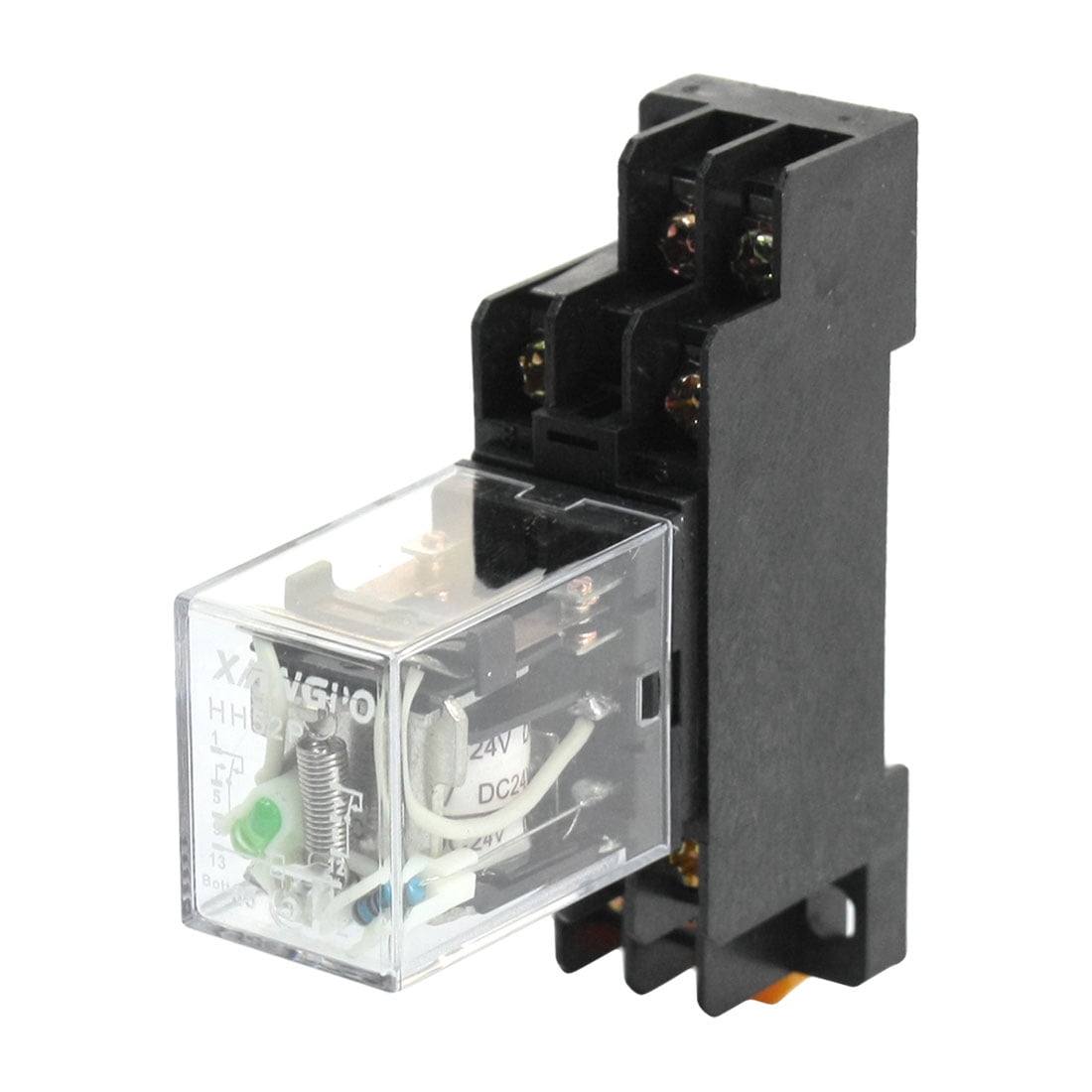 HH52P DC 24V Coil Volt 8 Pin 2NO 2NC Power Relay w PYF08A Base Socket