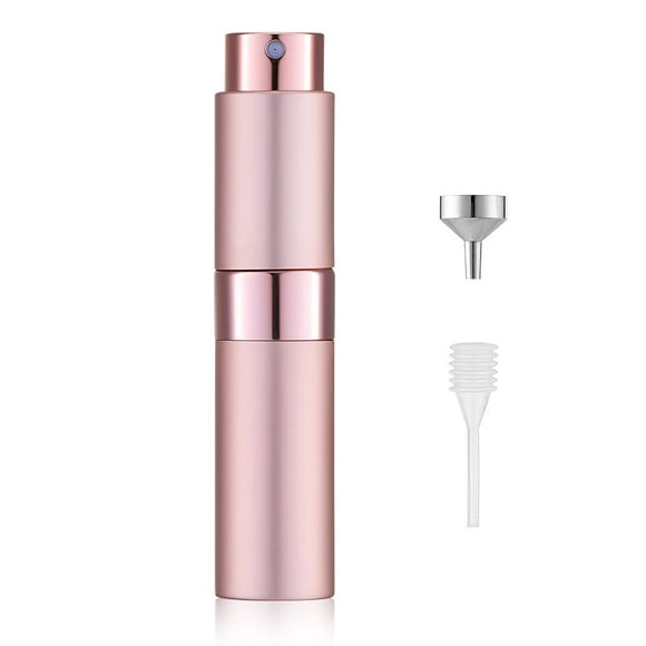 Travel Perfume Atomizer Spray Bottle (8ml) Set - Twisting Concealed Mouth Design | Refillable Empty Bottle for Perfume and Aftershave Travel & Handbag (Perfume Atomizer, Pink)