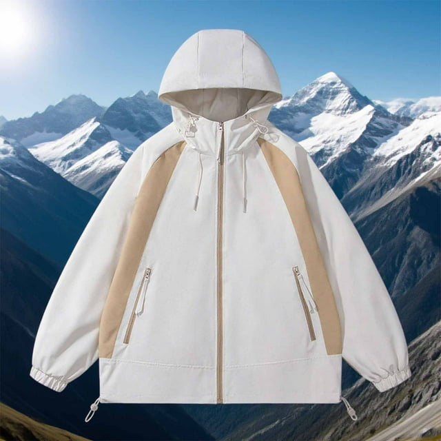 Veste Coupe-Vent à Manches Longues avec Capuche pour Hommes pour Activités Extérieures et Décontractées