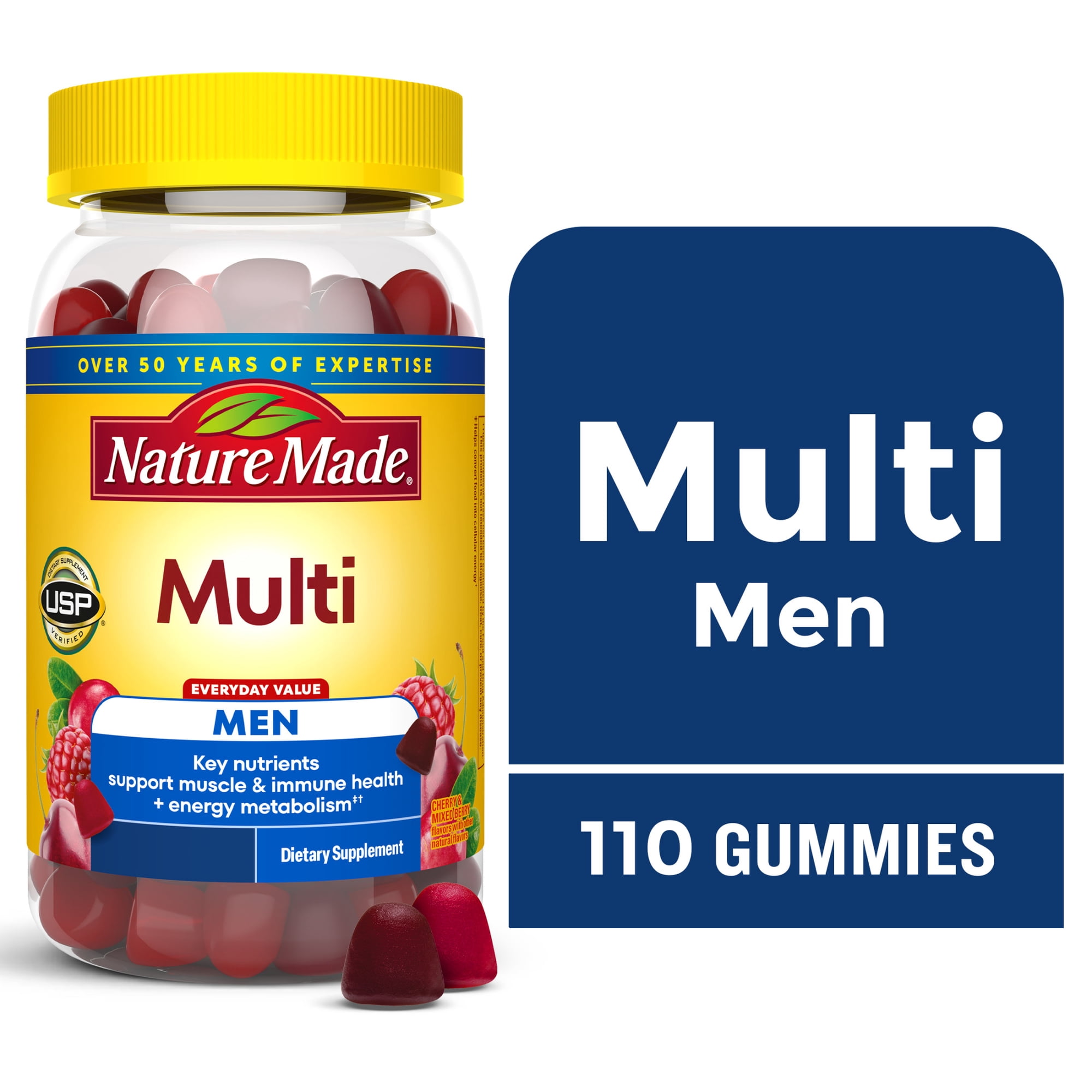 Nature Made Multivitamin For Men Gummies, Mens Multivitamin for Nutritional Support, 110 Ct
