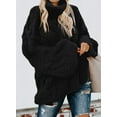 thumbnail image 2 of Women's Off Shoulder Long Sleeve V-Neck Ribbed Cable Pullover Sweaters Loose Fitting Jumper Tops, 2 of 3