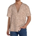 thumbnail image 3 of Naloa Beige Sparkling Glitter Men's Loose Fit Cuban Collar Short-Sleeve Shirt with Button-down and Chest Pocket for Everyday Wear Outings - 3X-Large, 3 of 7