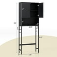 thumbnail image 4 of Over The Toilet Storage Cabinet Bathroom Toilet Organizer with Double-Door Cabinet & Open Compartment Adjustable Shelf & Bottom Bar Space-saving Over Toilet Rack for Laundry Room Black, 4 of 9