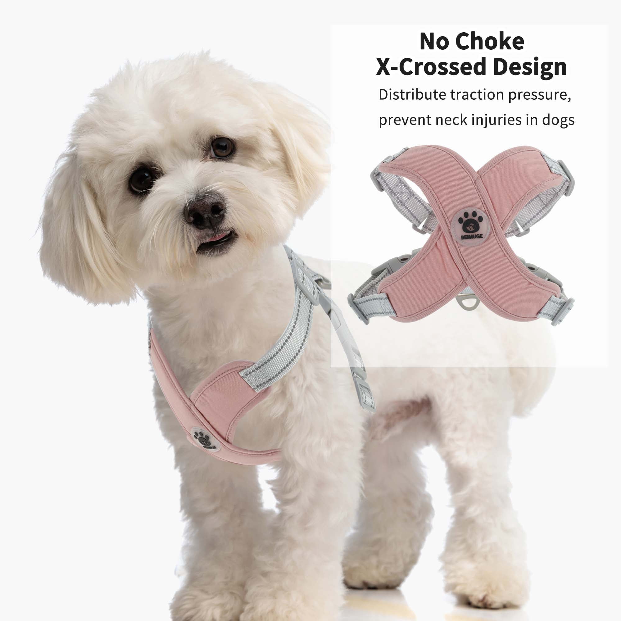 Unique Bargains Adjustable Anti-Choking Dog Bust Harness Pink