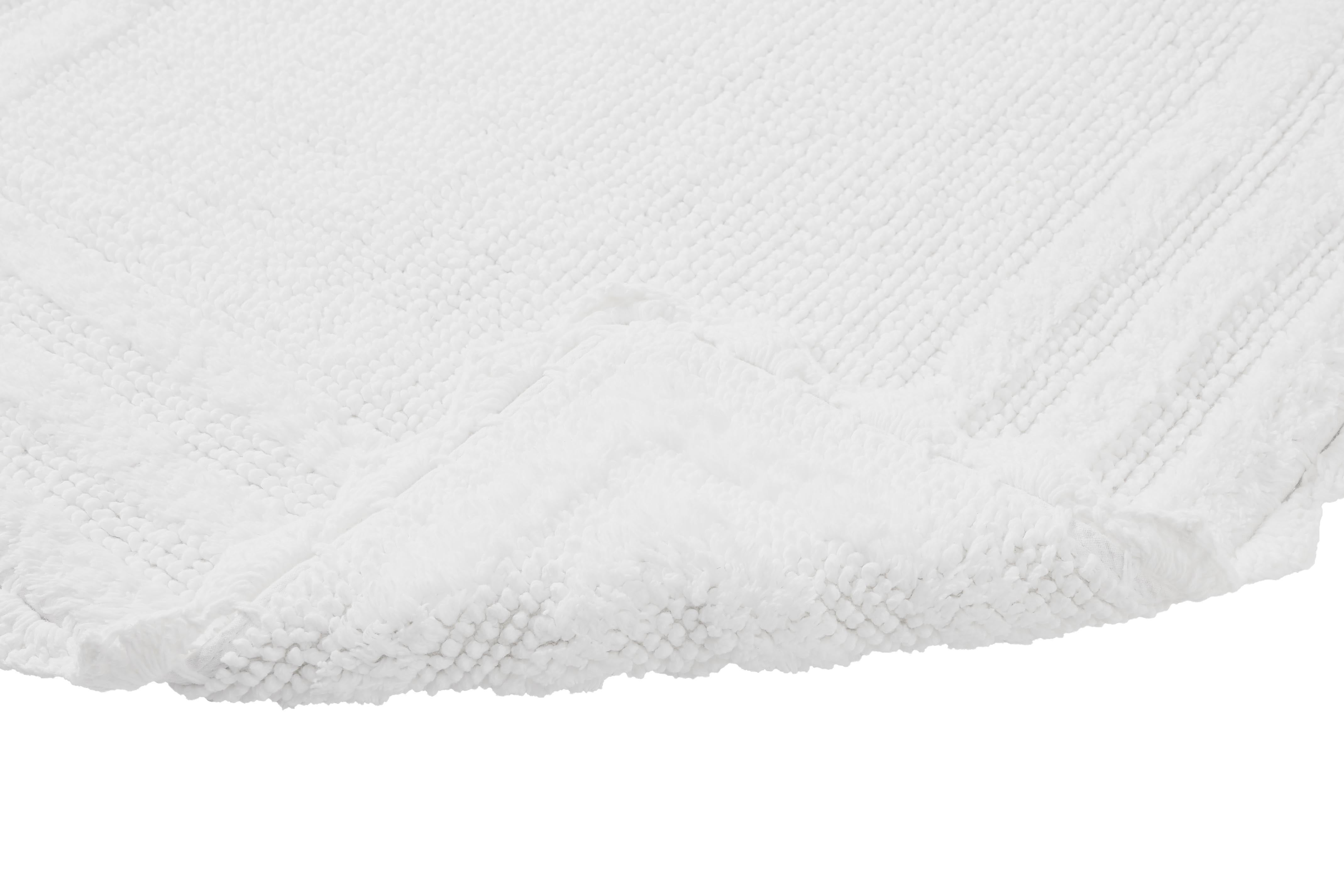 Better Trends 2 Piece Bathroom Rugs Set 100% Cotton, Soft Tufted Bath Mat, Water Absorbent & Reversible Bath Rug (White) Lilly Crochet Collection