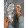 thumbnail image 1 of Women Crystal Embellished Flat Sandals, Thin Strap Two-way Wearing Slipper Sandals, 1 of 4