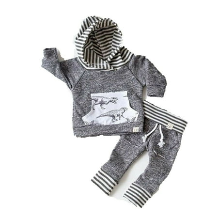 

Newborn Baby Boy Outfits Set Dinosaur print Hoodies Tops+Long Pants Clothes