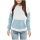 thumbnail image 2 of Sudadera Meitianfacai para niña pequeña y grande, con capucha, moderna, con bloques de color, informal, para primavera, otoño e invierno, color azul cielo, talla 7-8 años, 2 of 4