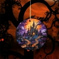thumbnail image 7 of YAMB Halloween Hanging Ornaments - Haunted House & Spooky Pumpkin Halloween Tree Decorations with Ropes,Stained Gothic Acrylic Round Sign Fall Winter Holiday Vintage Halloween Decoration,3", 7 of 7