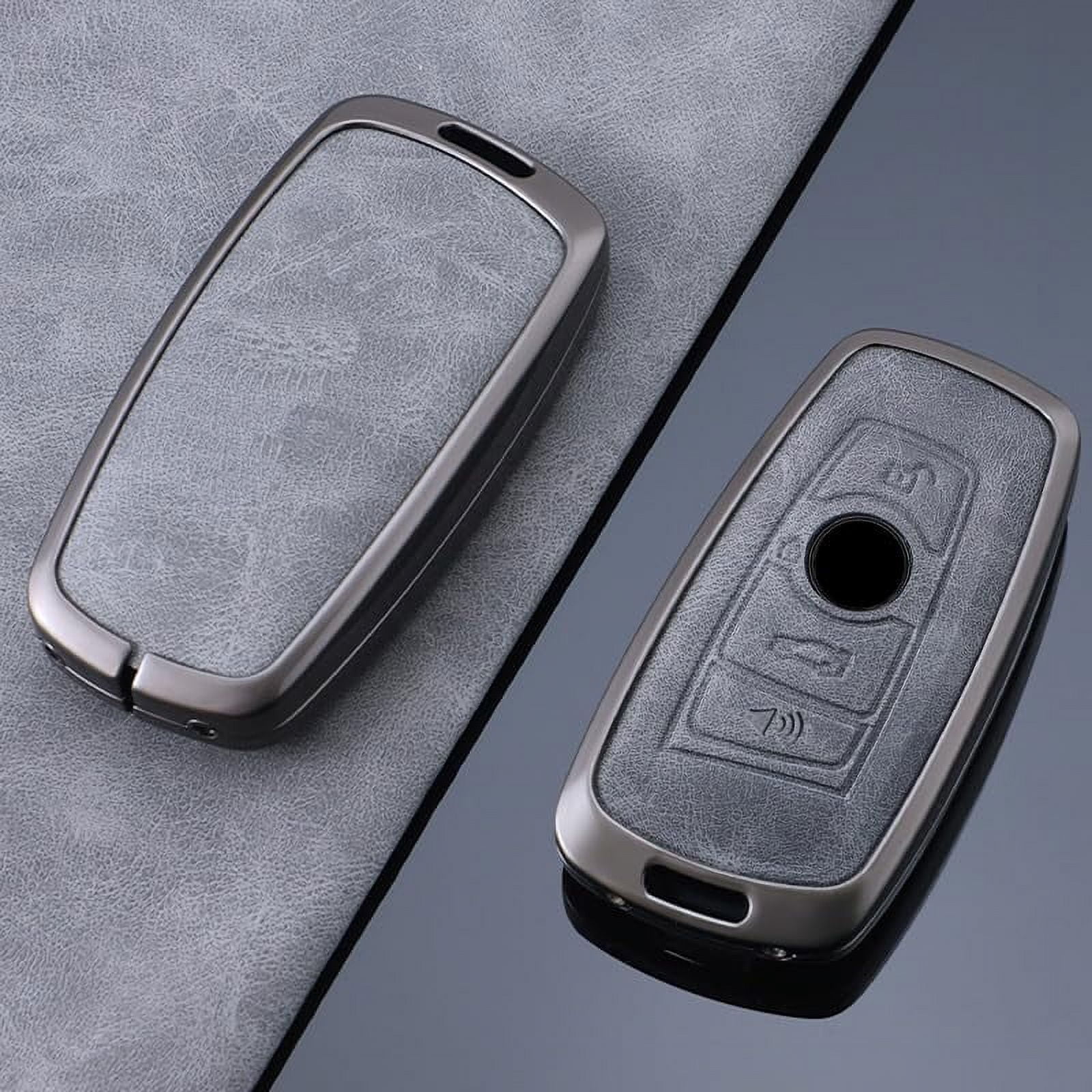 Metal Leather Key Fob Cover Fit for BMW X3 M2 F Series 235ix 320 E90 E92 E93 X5 F10 F20 F30 F40, 1 2 3 4 5 7 series 2017 M4 Accessories Keyless Key Holder with Keychain