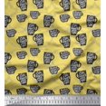thumbnail image 1 of Soimoi Yellow polyester Crepe Fabric Life Begins After Coffee Text Print Fabric by the Yard 52 Inch Wide, 1 of 5