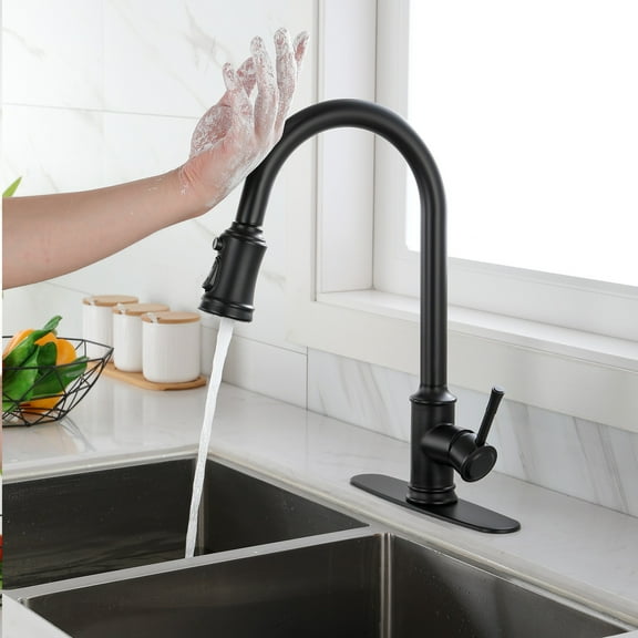 Izzovium Touch Kitchen Faucet with Pull Down Sprayer, 360° Swivel Matte Black Stainless Steel Faucet, Single Lever Handle, Touch Control for Easy Operation