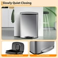 thumbnail image 2 of 13.2 Gallon/50L Step Trash Can, Stainless Steel Garbage Can with Removable Inner Bucket, Kitchen Trash Bin with Soft-Close Lid, Hands-Free Rubbish Bins for Office, Bathroom, Bedroom, Silver, 2 of 8