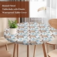 thumbnail image 3 of Coastal Turtle Round Tablecloth 36-44 Inch Round Fitted Table Cloth with Elastic Edge, Summer Beach Nautical Coral Ocean Waterproof Table Cover Protector for Outdoor Picnic Party Dining, 3 of 6
