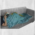 thumbnail image 6 of Turtle Soft Flannel Fleece Throw Blanket, Cartoon Animal Under the Sea Silhouettes of Fish Sun Rays Coral, Cozy Plush for Indoor and Outdoor Use, 50" x 70", Turquoise Mustard Brown, by Ambesonne, 6 of 6