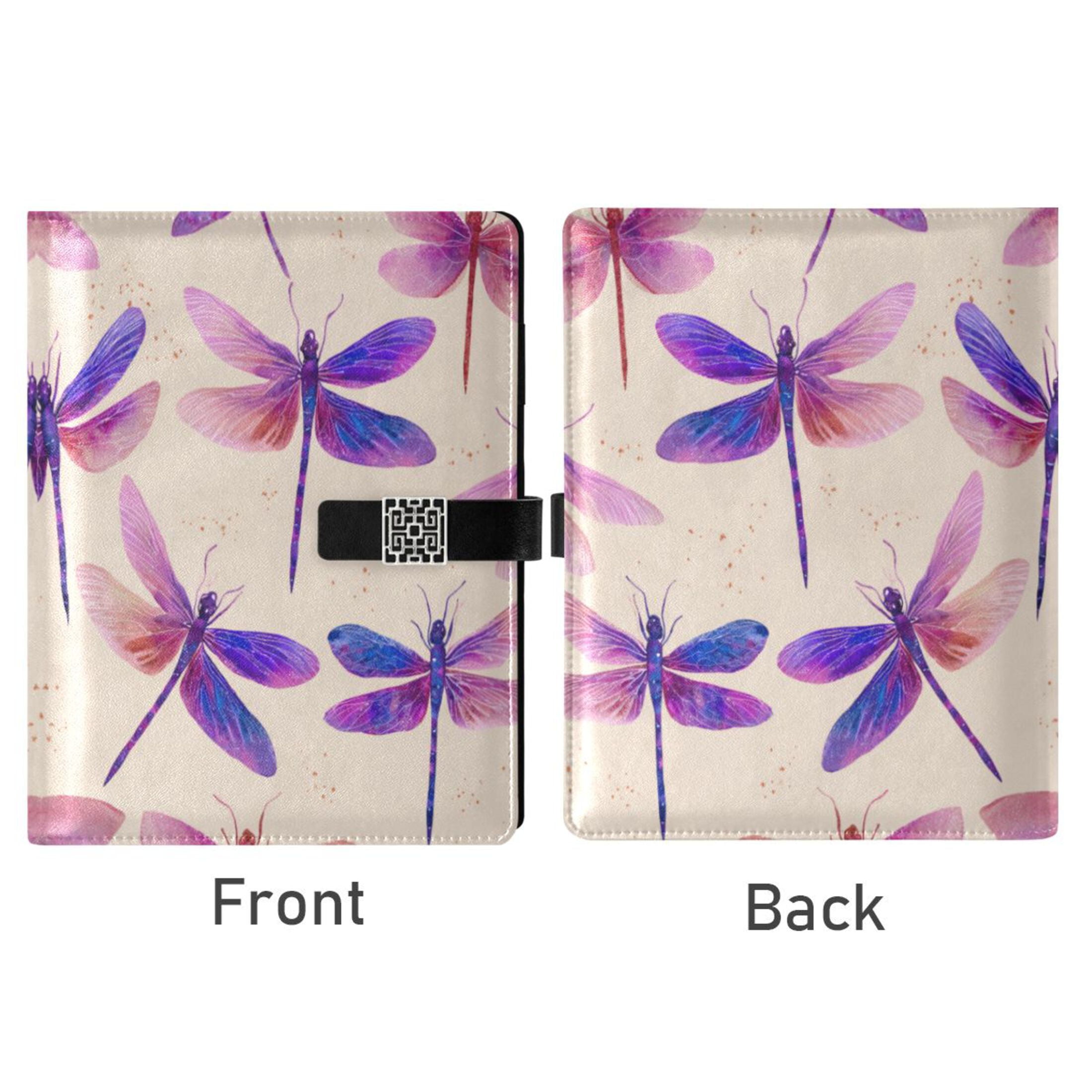 Leather Planner Leather Notebook Notebook Journal Binder Design Pen Pocket Design Convenient for Storage Beautiful Purple Dragonfly