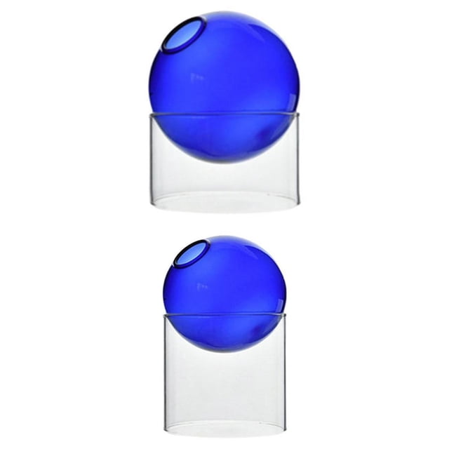 Juego de 2 jarrones de cristal de escritorio, coloridos, para plantas hidropónicas. Azul