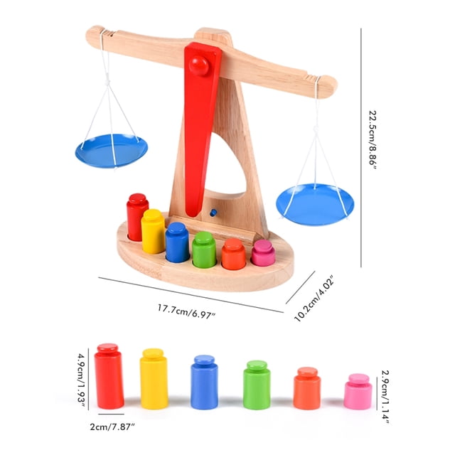 Mathematics Teaching Aid Wooden Balance Scale Toy Children Mathematics Teaching Aid Kids DIY Weigh Toy Early Education Gift