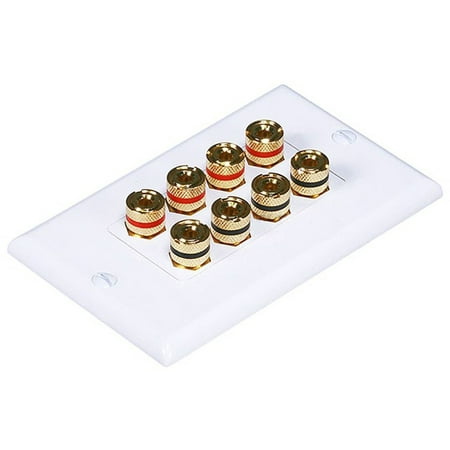 High Quality Banana Binding Post Two-Piece Inset Wall Plate for 4 Speakers - Coupler Type