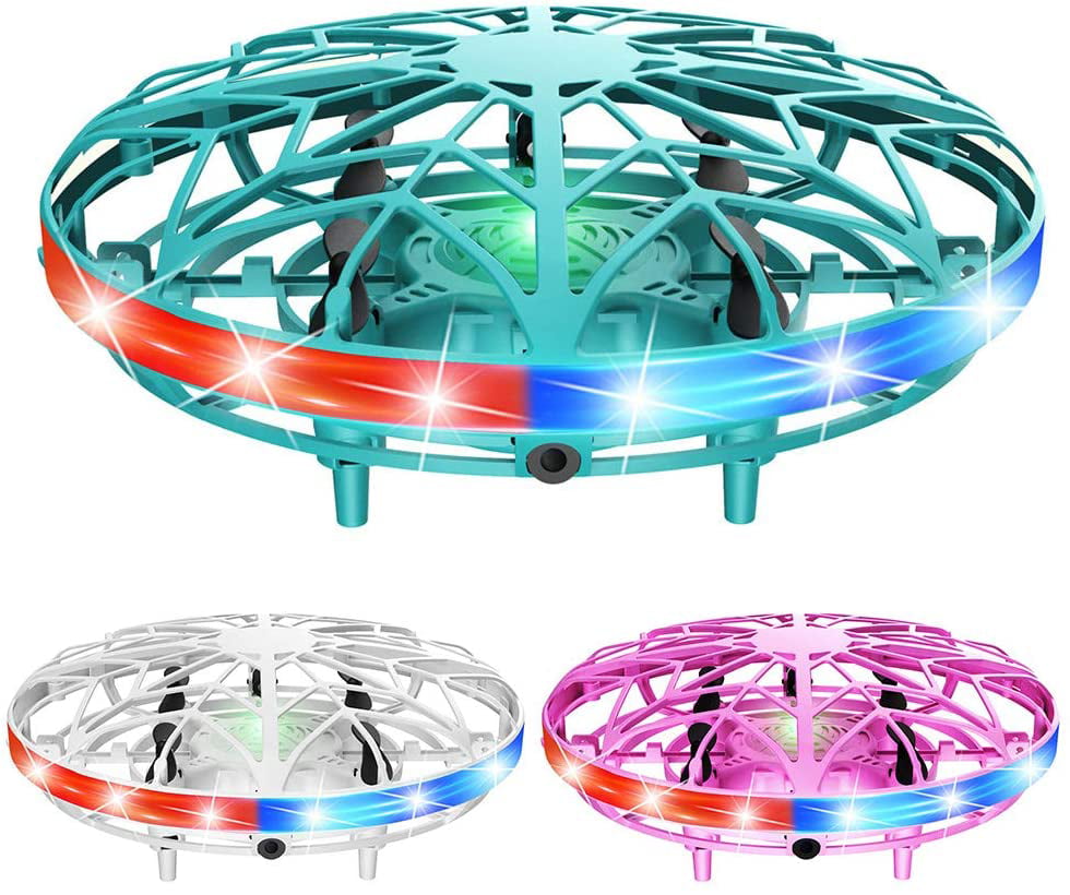 Object Sensors Flying UFO Mini Toy Drone for Kids,Hand Operated LED Lights 
