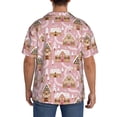 thumbnail image 3 of Balery Gingerbread Houses Pink Wonderland Camisa Casual de Manga Corta con Botones para Hombre, Texturizada, Estilo Cubano, para Playa, Verano-4X-Large, 3 of 5